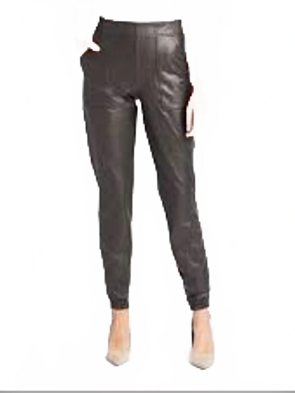 Assets By Spanx Charcoal Faux Leather Skinny Joggers